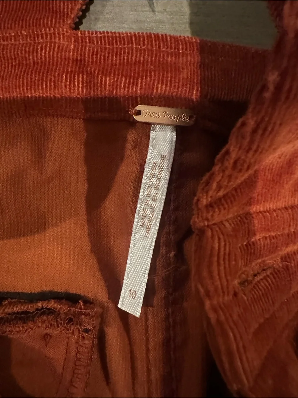 Free People Burnt Orange Corduroy Pinafore Mini Dress